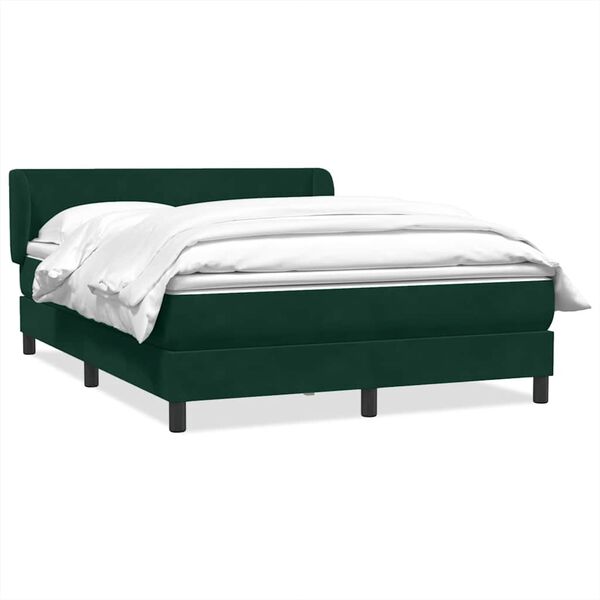 vidaXL Cama com molas/colch&atilde;o 160x220 cm veludo verde-escuro