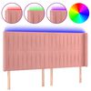 vidaXL Cabeceira de cama c/ luzes LED veludo 163x16x118/128 cm rosa