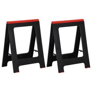vidaXL Cavaletes dobr&aacute;veis 2 pcs 350 kg polipropileno preto e vermelho