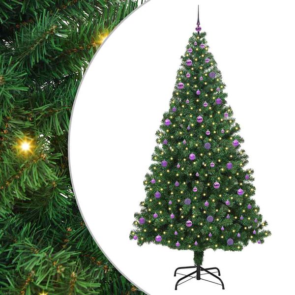 vidaXL &Aacute;rvore de Natal Artificial Verde 240 cm PVC, A&ccedil;o e Pl&aacute;stico