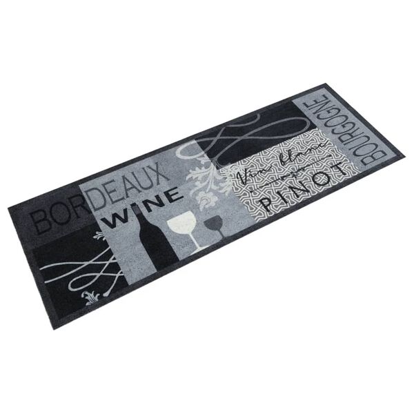 vidaXL Tapete de cozinha lav&aacute;vel 45x150 cm veludo padr&atilde;o vinho cinza
