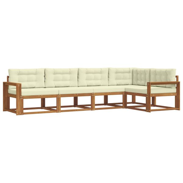vidaXL Conjunto de Sof&aacute;s para Exterior 5 pcs Natural e Creme