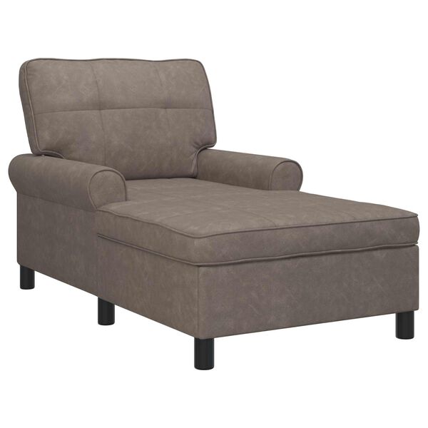 vidaXL Chaise Lounge com almofada Cinzeto 91 x 157 x 91 cm PU Antigo