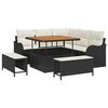 vidaXL Conjunto de Sof&aacute; de Jardim 8 unid. Preto vime PE