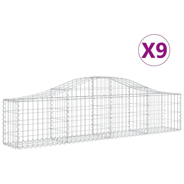 vidaXL Cestos gabião arqueados 9 pcs 200x30x40/60 cm ferro galvanizado