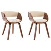 vidaXL Cadeiras jantar 2 pcs madeira curvada e couro artificial creme