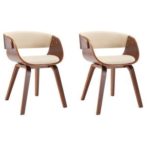 vidaXL Cadeiras jantar 2 pcs madeira curvada e couro artificial creme
