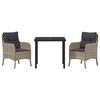 vidaXL Conjunto de Jantar para Jardim 3 pcs Cinzento-claro vime PE