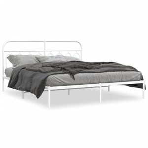 vidaXL Estrutura de cama com cabeceira 160x200 cm metal branco