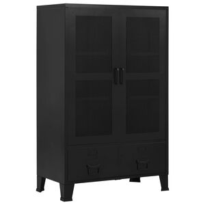 vidaXL Arm&aacute;rio de escrit&oacute;rio com portas rede 75x40x120 cm a&ccedil;o preto