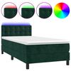 vidaXL Cama box spring c/ colch&atilde;o/LED 90x190 cm veludo verde-escuro