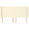 vidaXL Cabeceira cama c/ abas couro artif. 183x16x118/128 cm creme