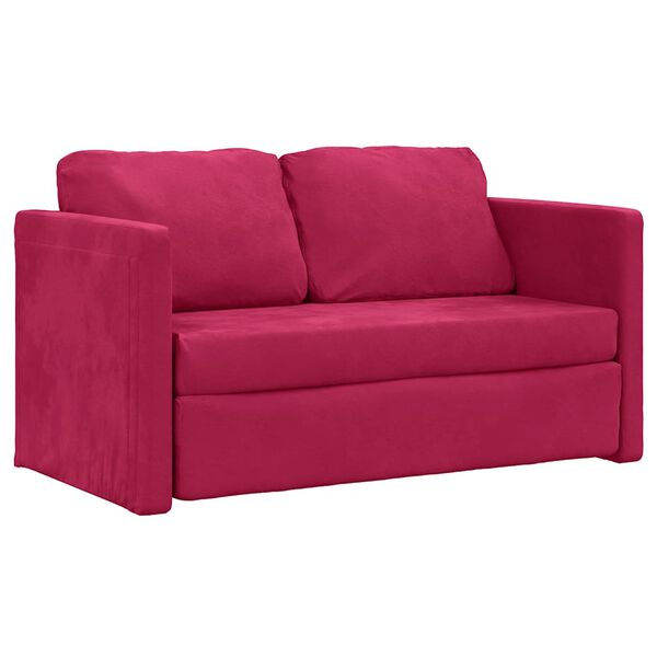 vidaXL Sof&aacute;-cama sem p&eacute;s 122x204x55 cm veludo vermelho tinto