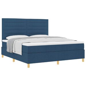 vidaXL Cama Box com colch&atilde;o com cabeceira Azul 180 x 200 cm tecido