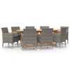 vidaXL 9 pcs conjunto de jantar para jardim com almofad&otilde;es cinzento