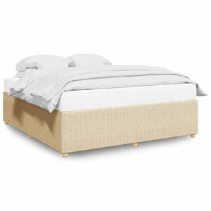 vidaXL Estrutura de cama sem colch&atilde;o 200x200 cm tecido cor creme