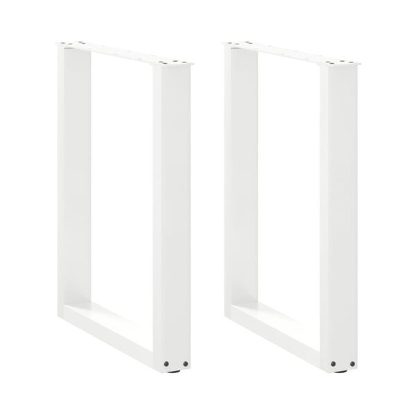 vidaXL P&eacute;s para mesa de jantar em formato de U, 2 pe&ccedil;as, branco, 60x(72-73) cm, a&ccedil;o