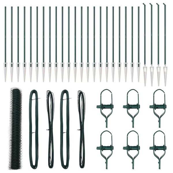 vidaXL Poste de Cerca Verde 50 x 1,4 m (malha de 50 mm) A&ccedil;o e PVC