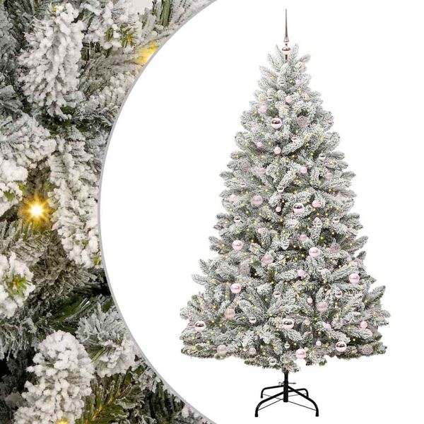 vidaXL &Aacute;rvore de Natal Artificial Verde e Branco 210 cm PVC e Metal