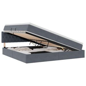 vidaXL Cama com arruma&ccedil;&atilde;o e LED Cinza Escuro 200 x 200 cm Veludo