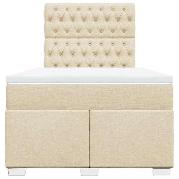 vidaXL Cama com molas/colch&atilde;o 120x200 cm tecido cor creme