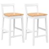 vidaXL Bancos de bar 2 pcs madeira de seringueira maciça branco