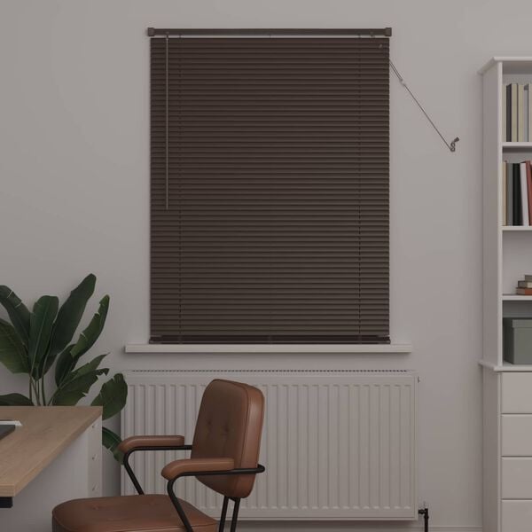 vidaXL Cortina Veneziana Marrom Escuro com Padr&atilde;o 150 x 90 cm PVC