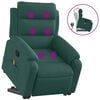 vidaXL Poltrona reclin&aacute;vel elevat&oacute;ria de massagens tecido verde-escuro