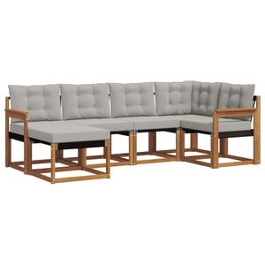 vidaXL Conjunto de Sof&aacute;s para Exterior 6 pcs Cinza Natural e Claro