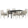 vidaXL Conjunto de Jantar para Jardim 7 unid. Cinzento-claro vime PE