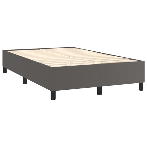 vidaXL Cama boxspring com colch&atilde;o 120x190 cm couro artificial cinzento