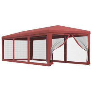 vidaXL Tenda p/ festas c/ 8 paredes laterais rede 3x9 m PEAD vermelho