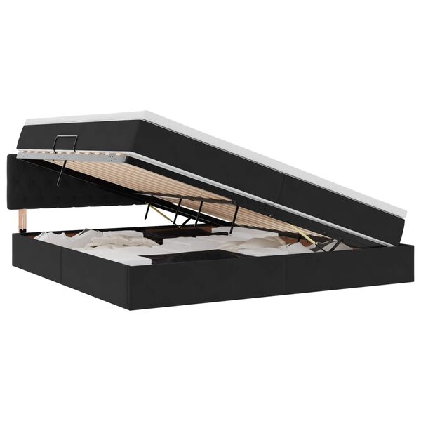 vidaXL Cama com arruma&ccedil;&atilde;o e LED com colch&atilde;o Preto 200 x 200 cm Veludo