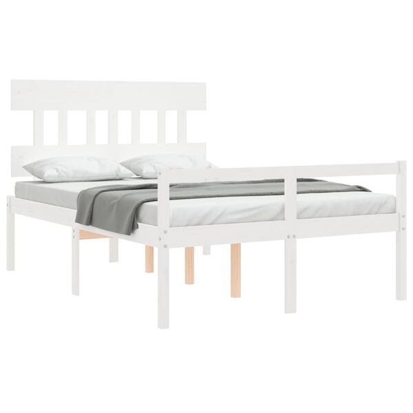 vidaXL Cama para idosos com cabeceira 120x200 cm madeira maci&ccedil;a branco