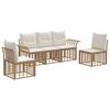 vidaXL Conjunto de Sof&aacute;s para Exterior 5 unid. Natural e Branco Creme