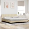 vidaXL Estrutura de cama sem colch&atilde;o Hanko 200x200 cm tecido cor creme