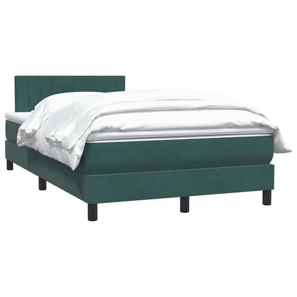 vidaXL Cama boxspring com colch&atilde;o 120x210 cm veludo verde-escuro