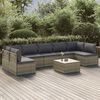 vidaXL 8 pcs conjunto lounge de jardim c/ almofad&otilde;es vime PE cinzento