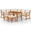 vidaXL 7 pcs conjunto de jantar p/ jardim c/ almofad&otilde;es ac&aacute;cia maci&ccedil;a