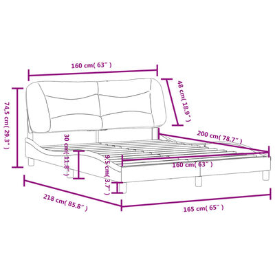 vidaXL Estrutura de cama 160x200 cm tecido castanho-escuro