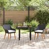 vidaXL Conjunto de Jantar para Jardim com almofada 3 pcs Preto vime PE