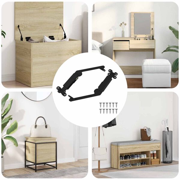 vidaXL Hinge de suporte de tampa 2 pcs Preto 192 x 32 x 50 mm A&ccedil;o