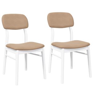 vidaXL Cadeiras de jantar com almofad&otilde;es 2 pcs madeira maci&ccedil;a branco