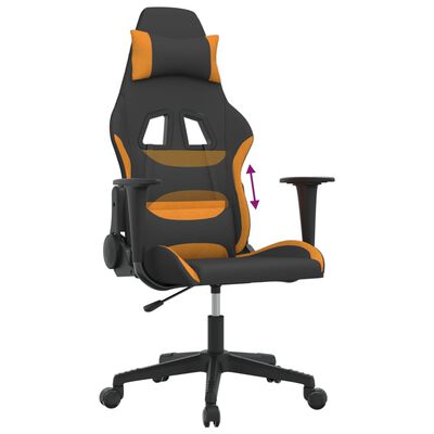 vidaxL Cadeira de gaming tecido preto e laranja