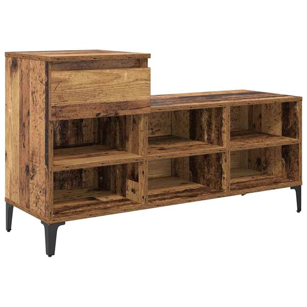 vidaXL Arm&aacute;rio de Sapatos com gaveta Madeira antiga 102 x 36 x 60 cm