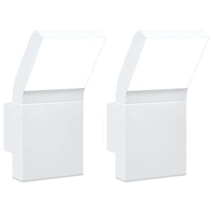 vidaXL Candeeiros parede LED p/ exterior 2 pcs alum&iacute;nio fundido branco