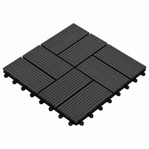 vidaXL Telha de Deck 11 pcs Preto 30 x 30 cm WPC