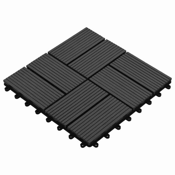 vidaXL Telha de Deck 11 pcs Preto 30 x 30 cm WPC