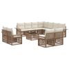 vidaXL Conjunto de Sof&aacute; de Jardim 12 pcs Bege e Branco Creme vime PE