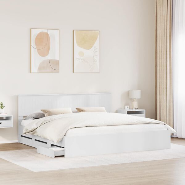 vidaXL Estrutura da Cama Branco 200 x 200 cm Madeira de Engenharia